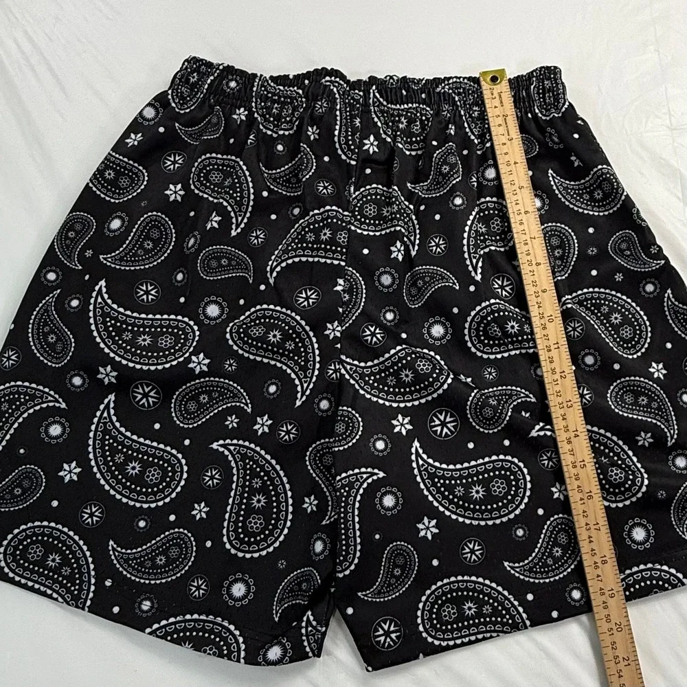 Crisp Lifestyle Paisley Bandana Mesh Shorts Black White Mens XL New